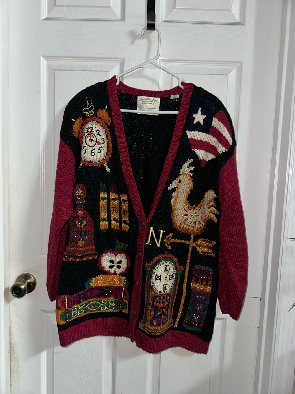 Vintage Marisa Christina Hand Knit Novelty Sweater Size Large